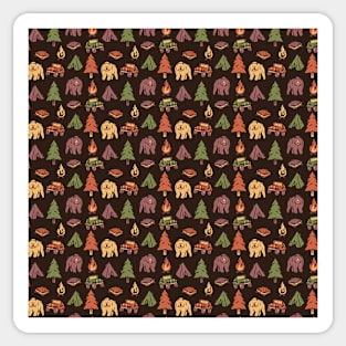 Pattern Camping Tree Fire Smores Tents by Tobe Fonseca Sticker